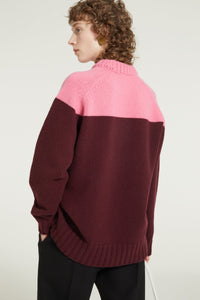 Pull bicolore en laine et cachemire éco-responsables