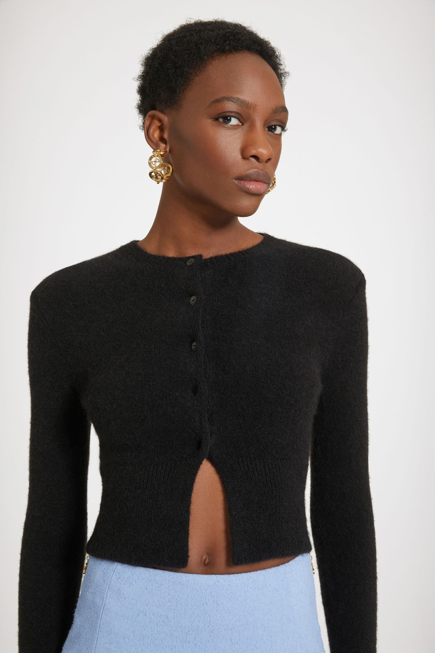 Cardigan court en alpaga mélangé éco-responsable - Noir