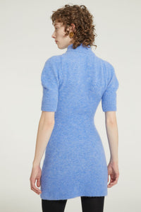 Robe courte à découpe en alpaga mélangé éco-responsable - Bleu Alaska