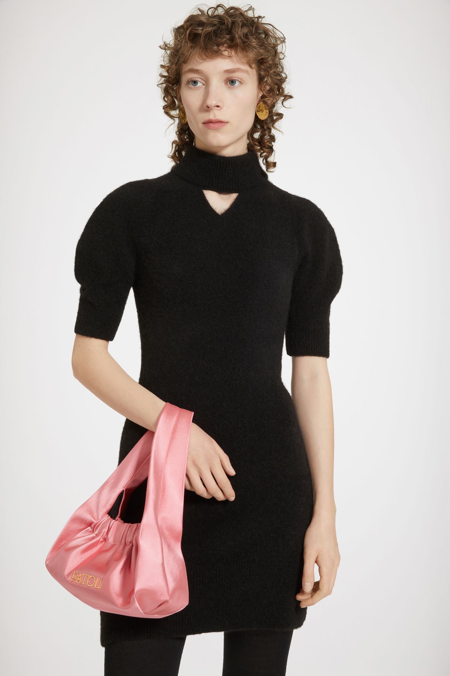 Robe courte à découpe en alpaga mélangé éco-responsable - Noir