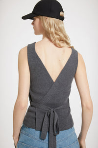 Débardeur à dos croisé en laine mélangée éco-responsable - Gris Graphite