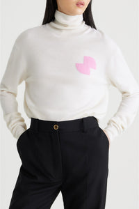 White / Pull JP à col roulé en laine et cachemire éco-responsable