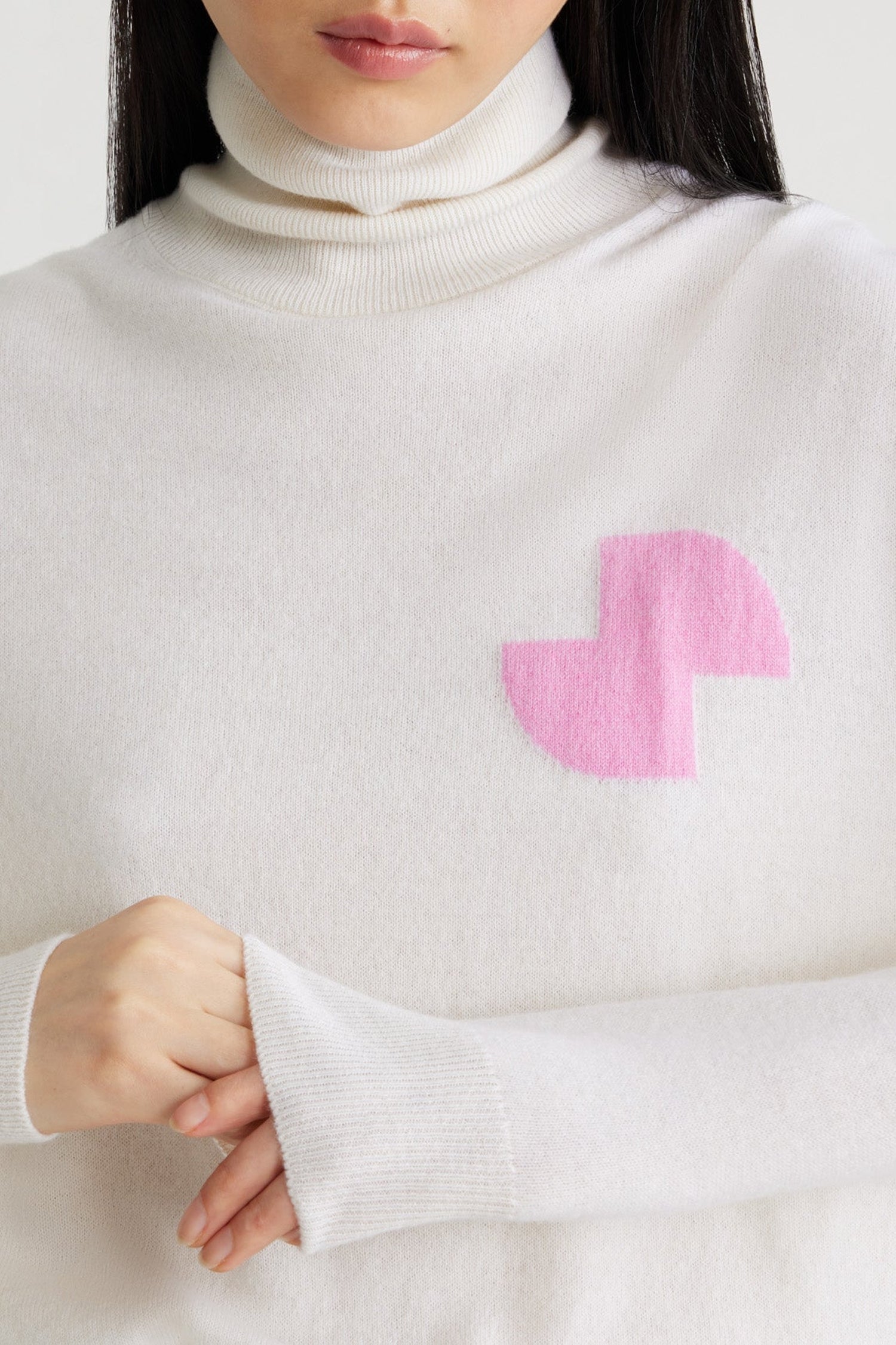 Pull col roulé JP en laine et cachemire - Blanc