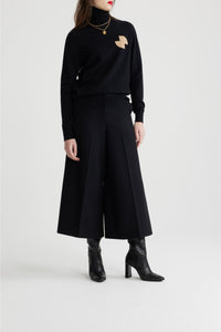 Pull col roulé JP en laine et cachemire - Noir