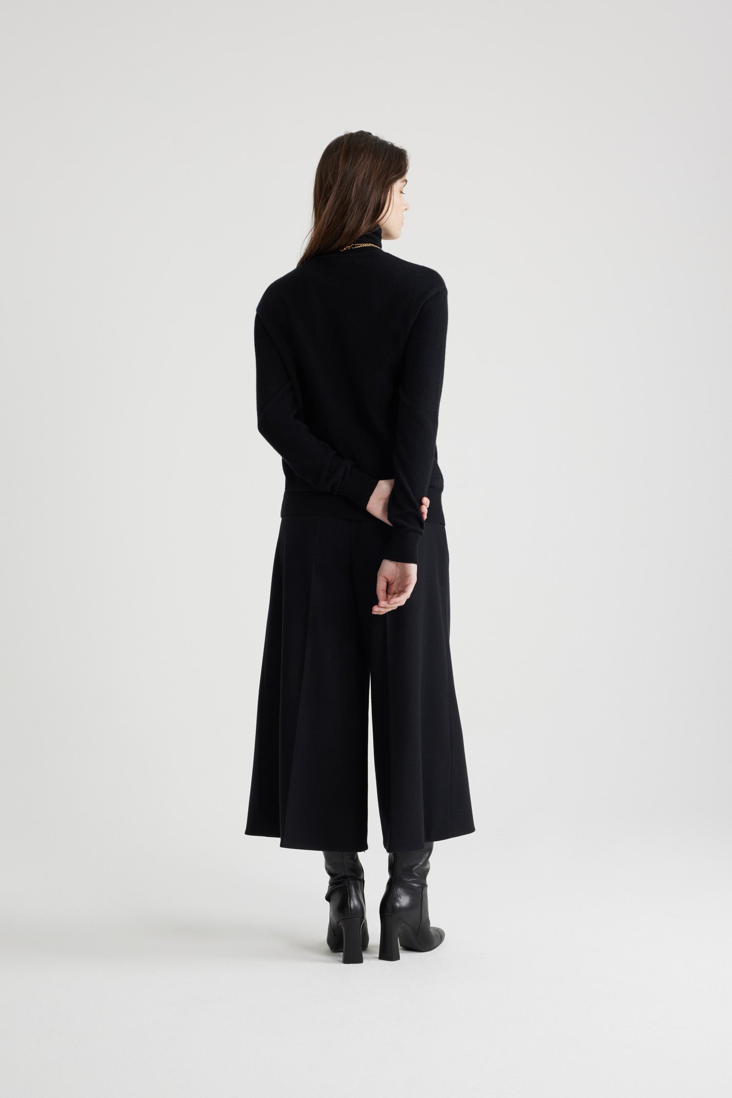 Pull col roulé JP en laine et cachemire - Noir