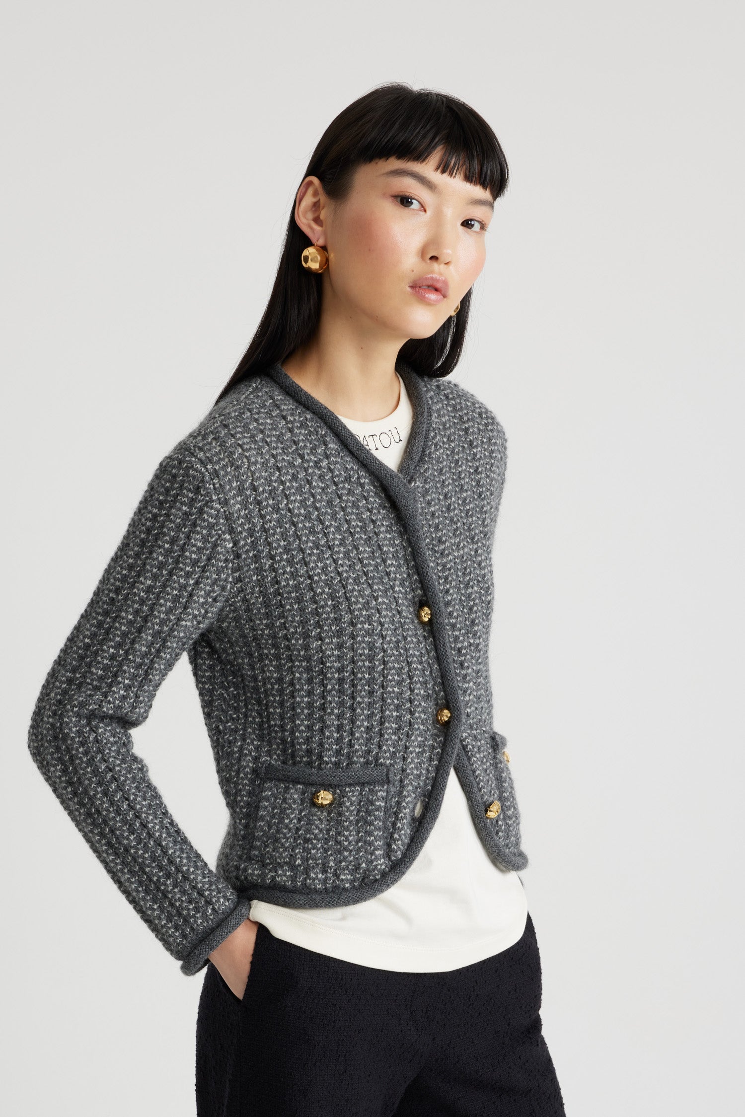 Veste ajustée en mélange d'alpaga et laine bio