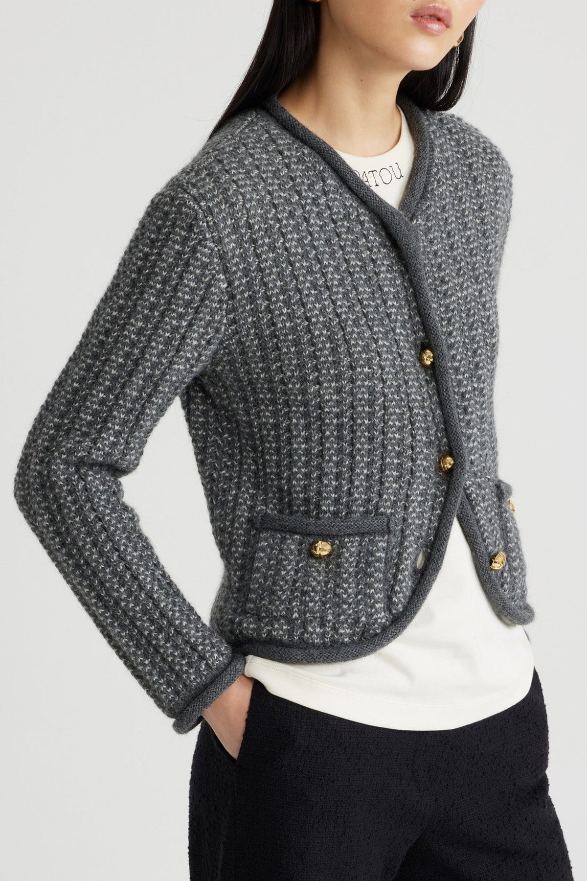 Graphite / Veste ajustée en mélange d'alpaga et laine bio