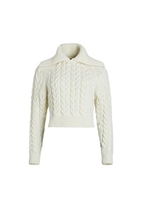 Pull marin tressé en laine - Blanc
