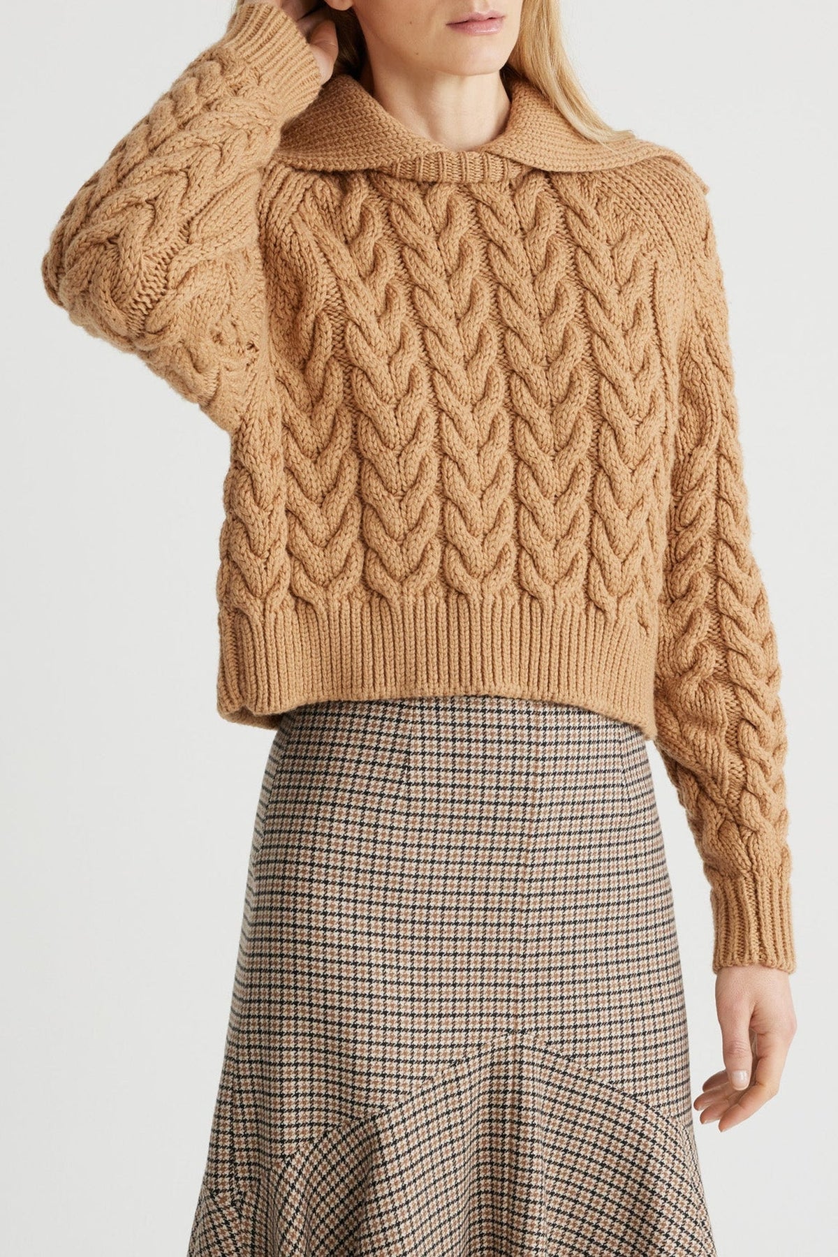 Chestnut / Pull marin tressé en laine éco-responsable