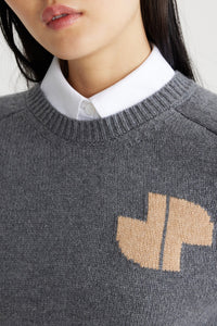 Pull à col rond JP en laine et cachemire - Gris Tempête