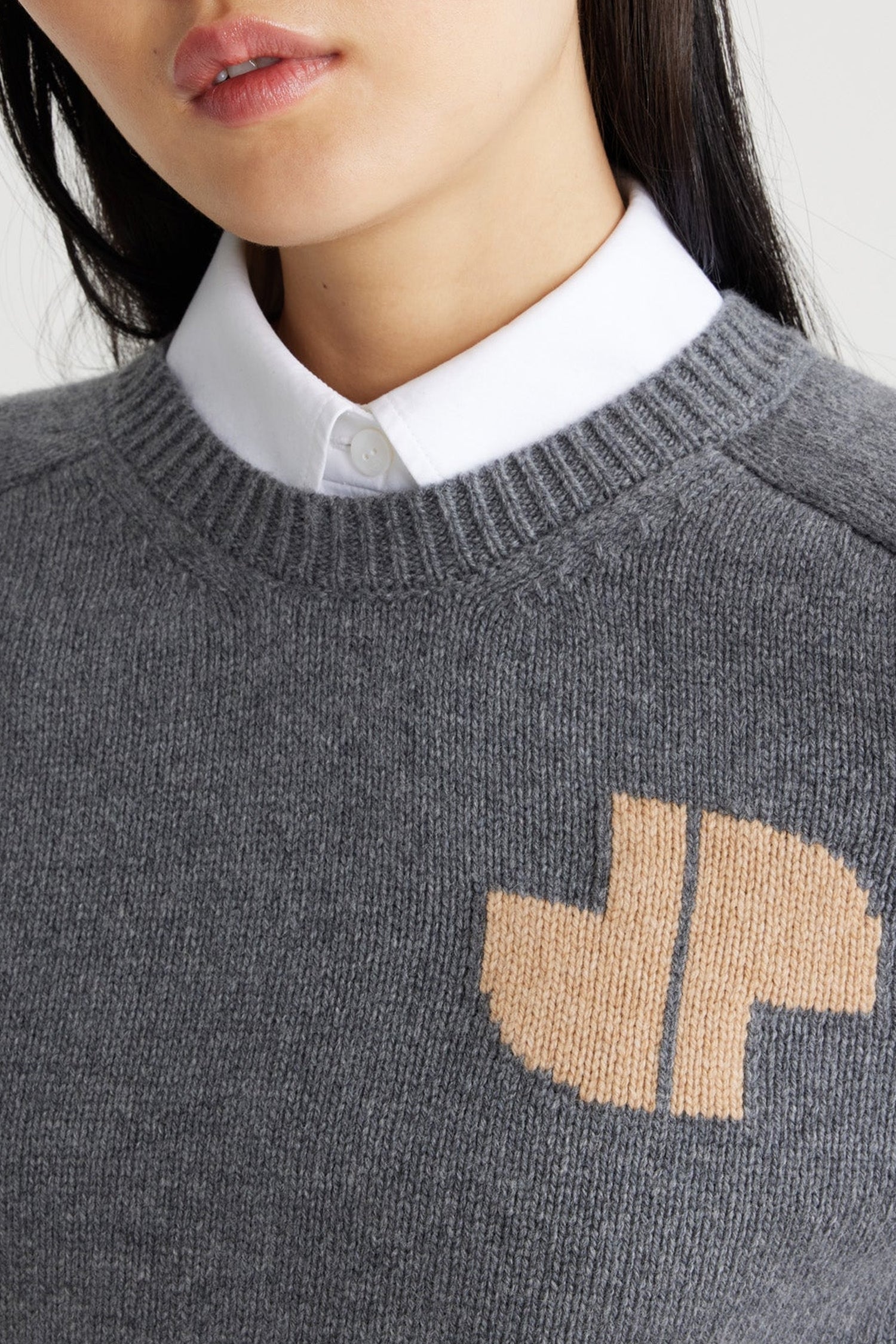 Pull à col rond JP en laine et cachemire - Gris Tempête