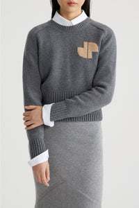 Pull à col rond JP en laine et cachemire - Gris Tempête