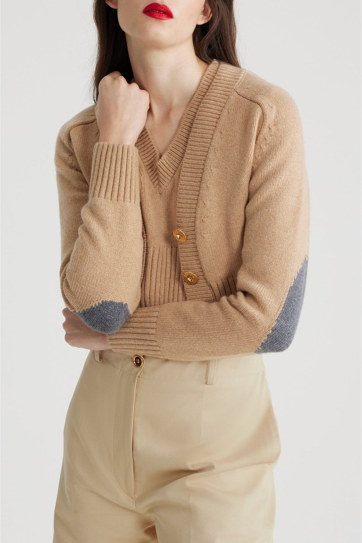 Biscuit / Cardigan court en laine et cachemire éco-responsable