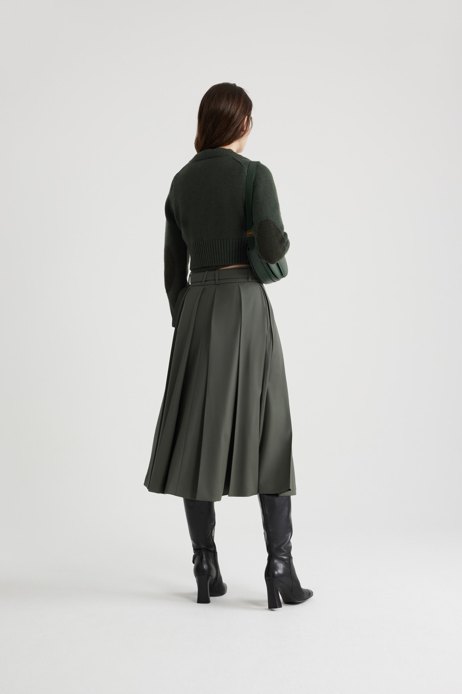 Cardigan court en laine et cachemire - Vert Bouteille