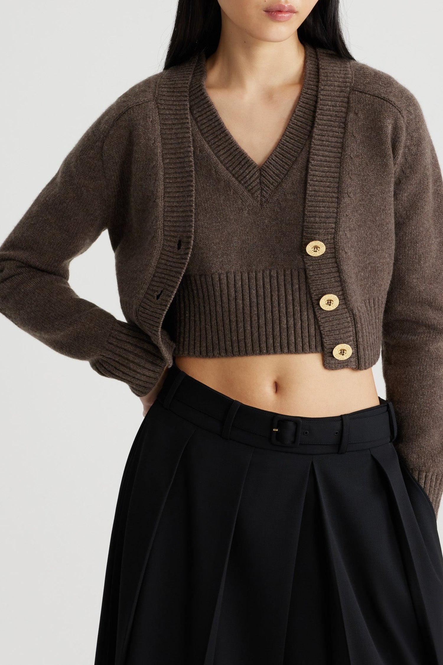 ZZ HORS LIGNE / Cardigan court en laine et cachemire - Marron