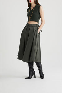 Pull court sans manches en laine et cachemire - Vert Bouteille