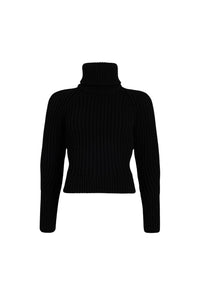 Pull col roulé en laine et cachemire - Noir