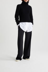 Pull col roulé en laine et cachemire - Noir