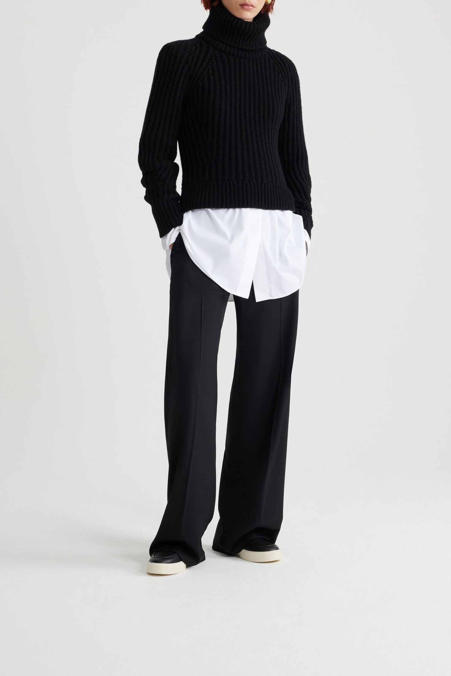 Pull col roulé en laine et cachemire - Noir