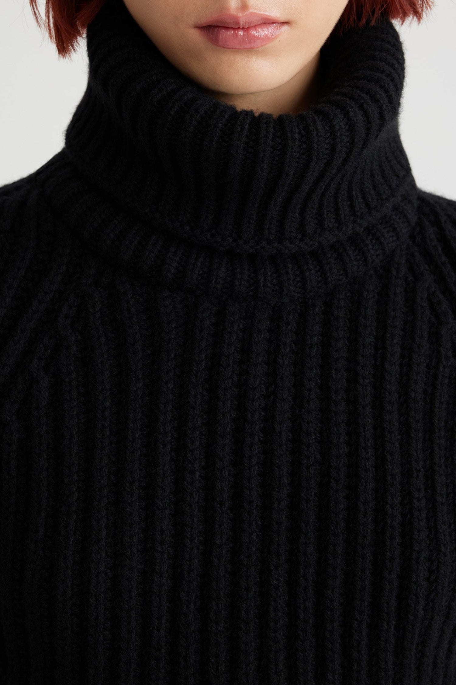 Pull col roulé en laine et cachemire - Noir
