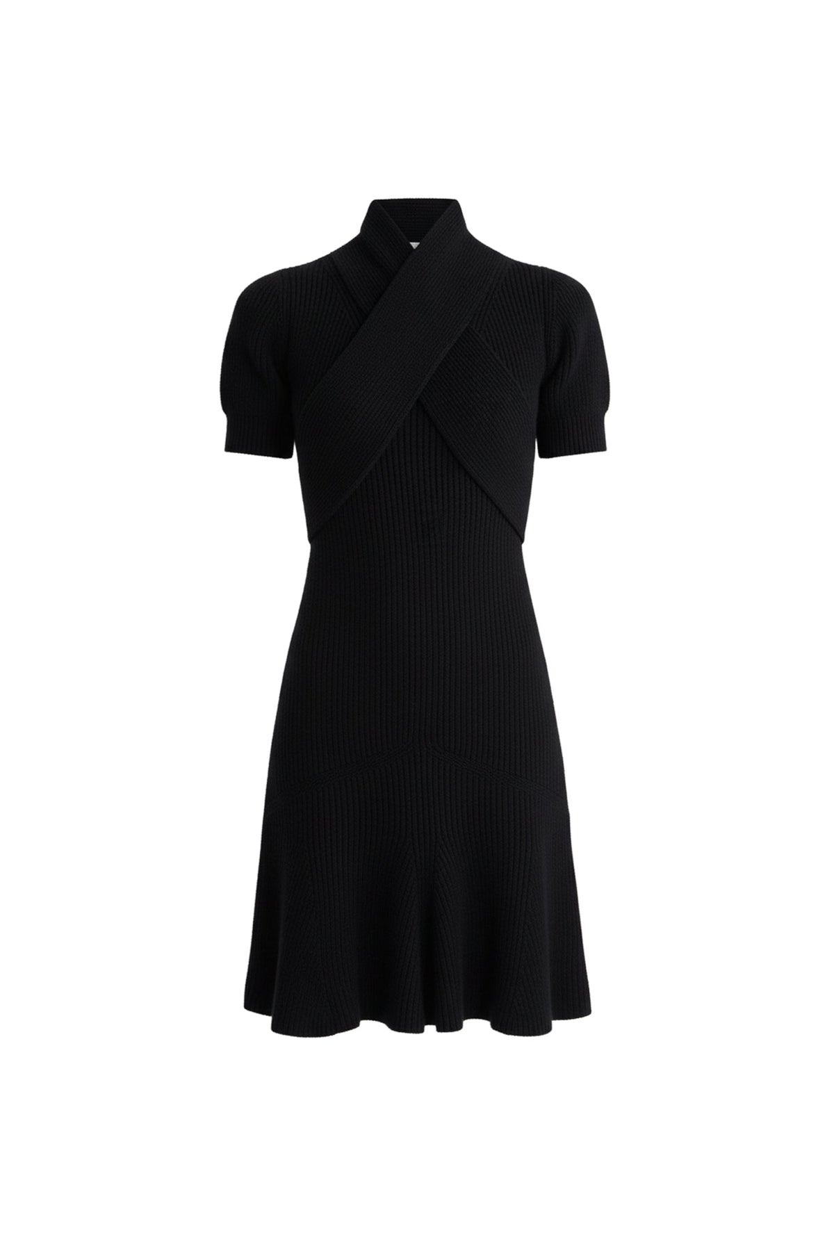 Black / Robe à bustier croisé en laine et cachemire éco-responsable