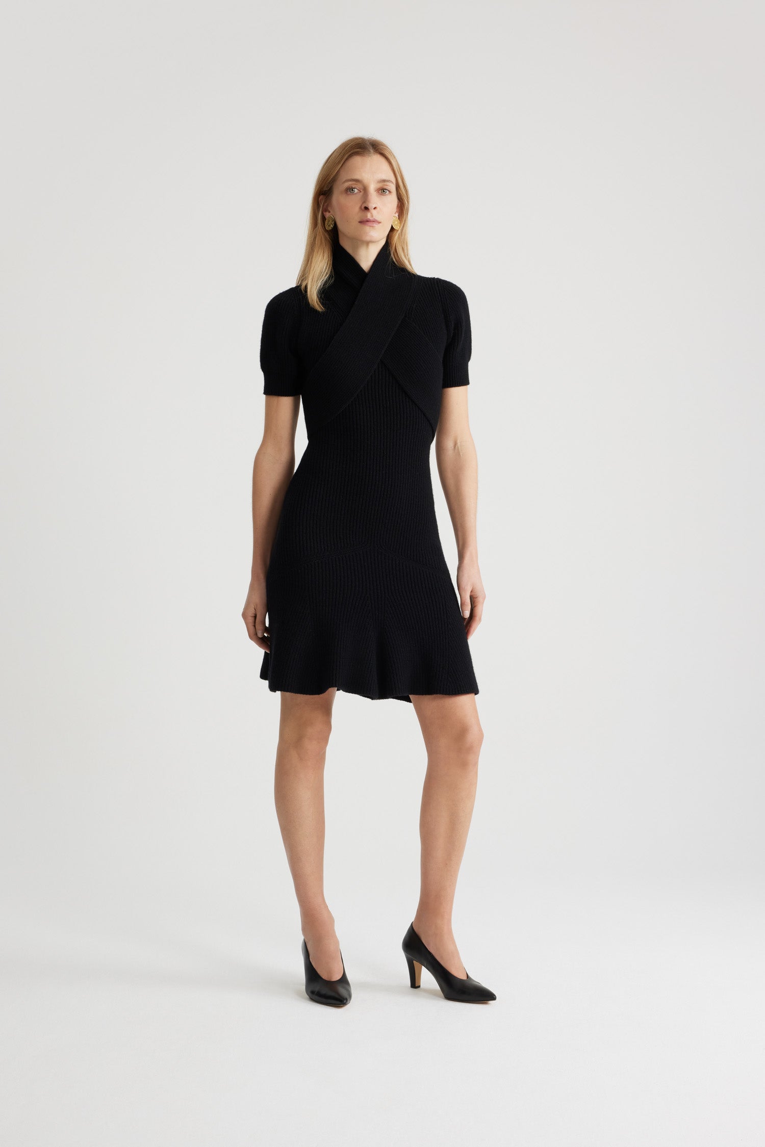 Robe à bustier croisé en laine et cachemire éco-responsable