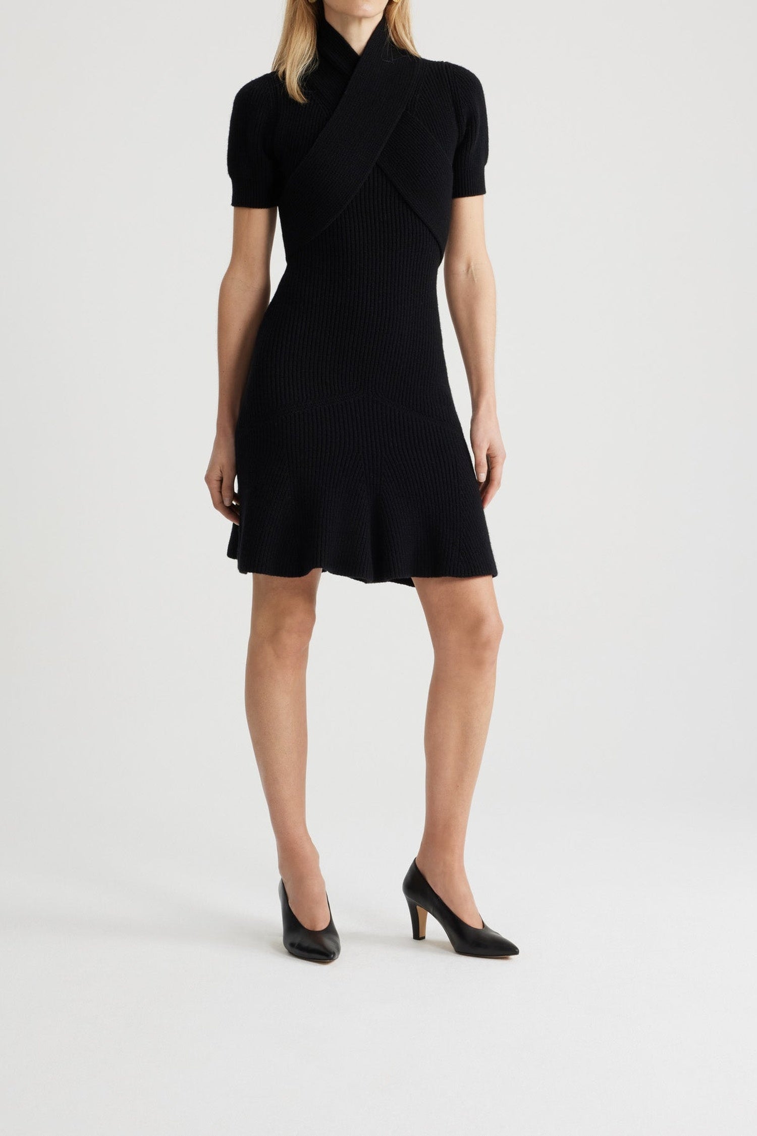 Robe à bustier croisé en laine et cachemire éco-responsable