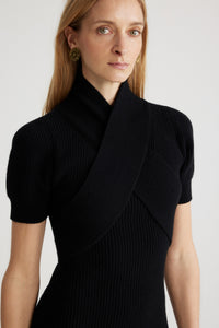 Robe à bustier croisé en laine et cachemire éco-responsable