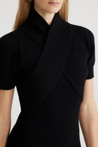 Robe à bustier croisé en laine et cachemire éco-responsable