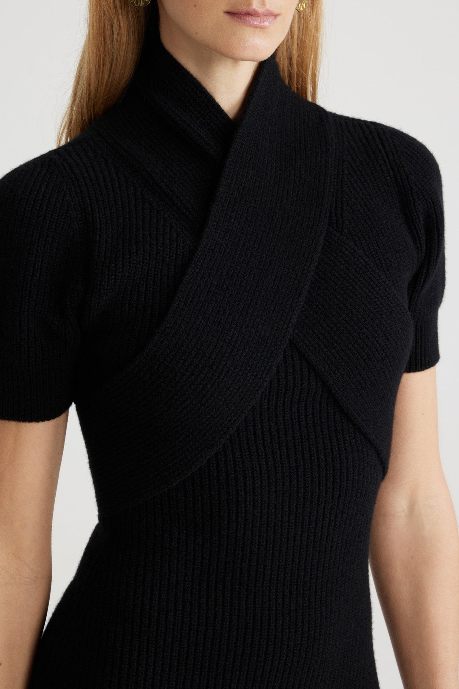 Robe à bustier croisé en laine et cachemire éco-responsable
