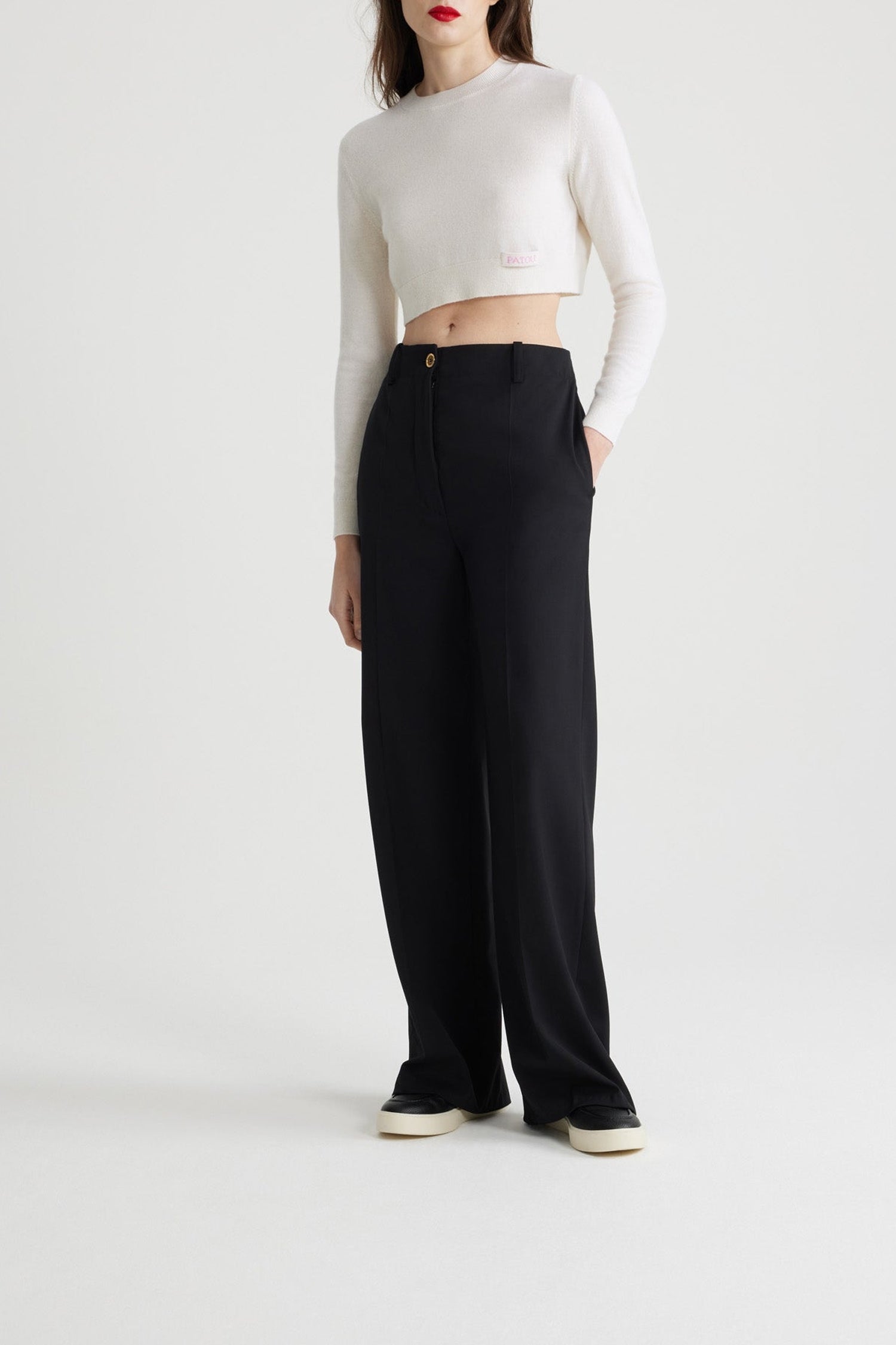 Pull court en laine et cachemire - Blanc
