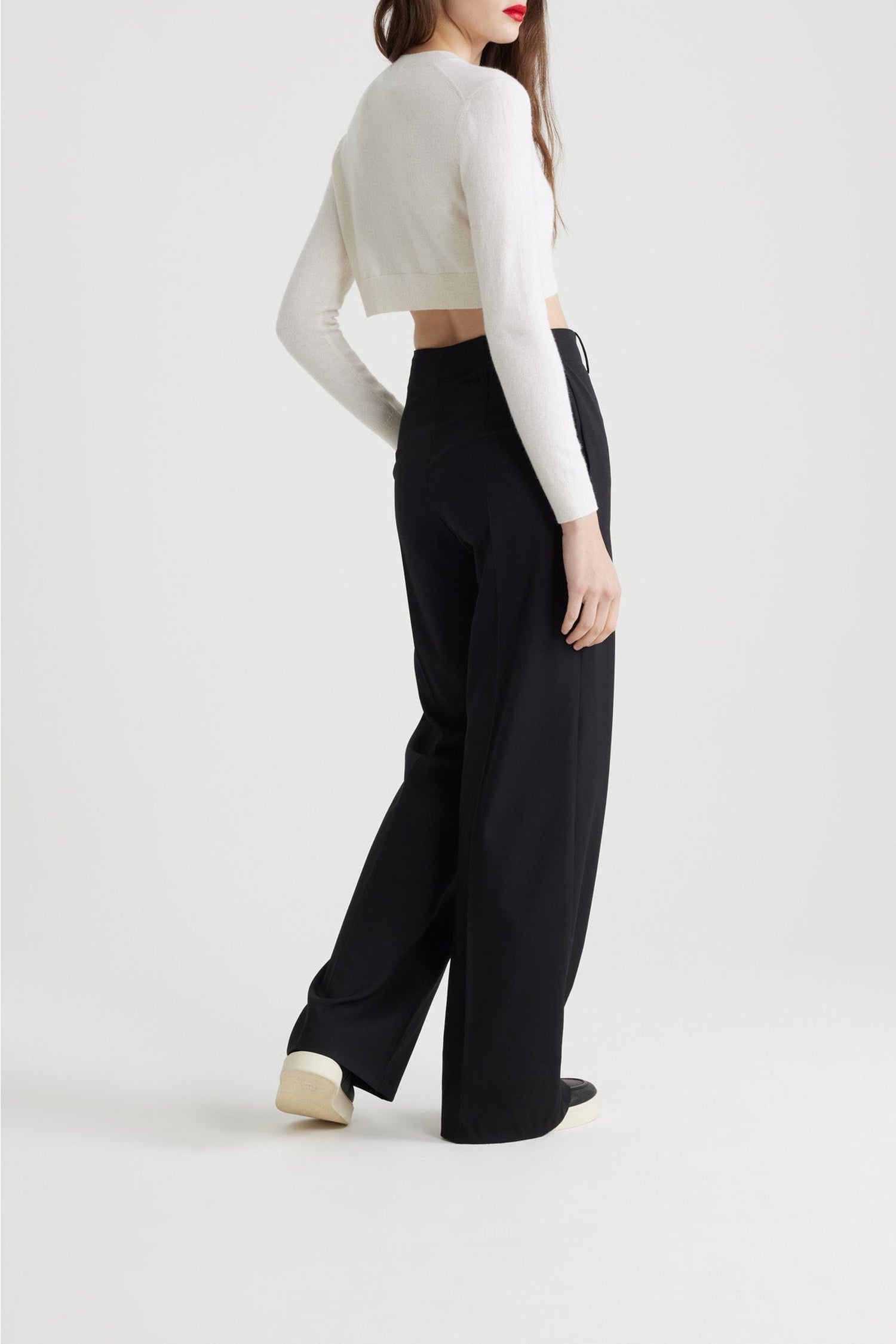Pull court en laine et cachemire - Blanc