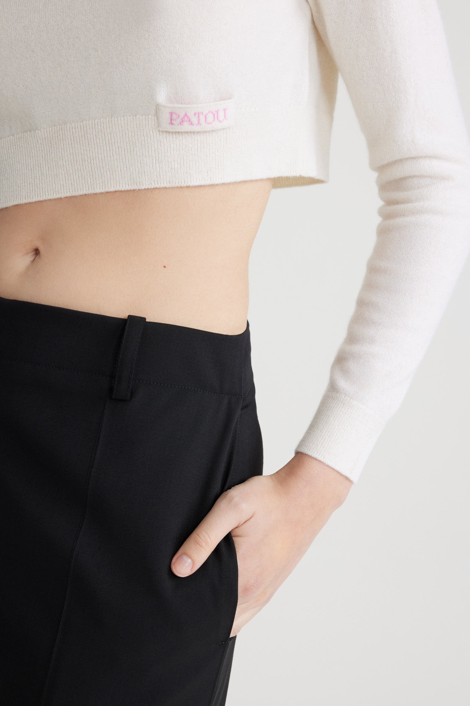 Pull court en laine et cachemire - Blanc