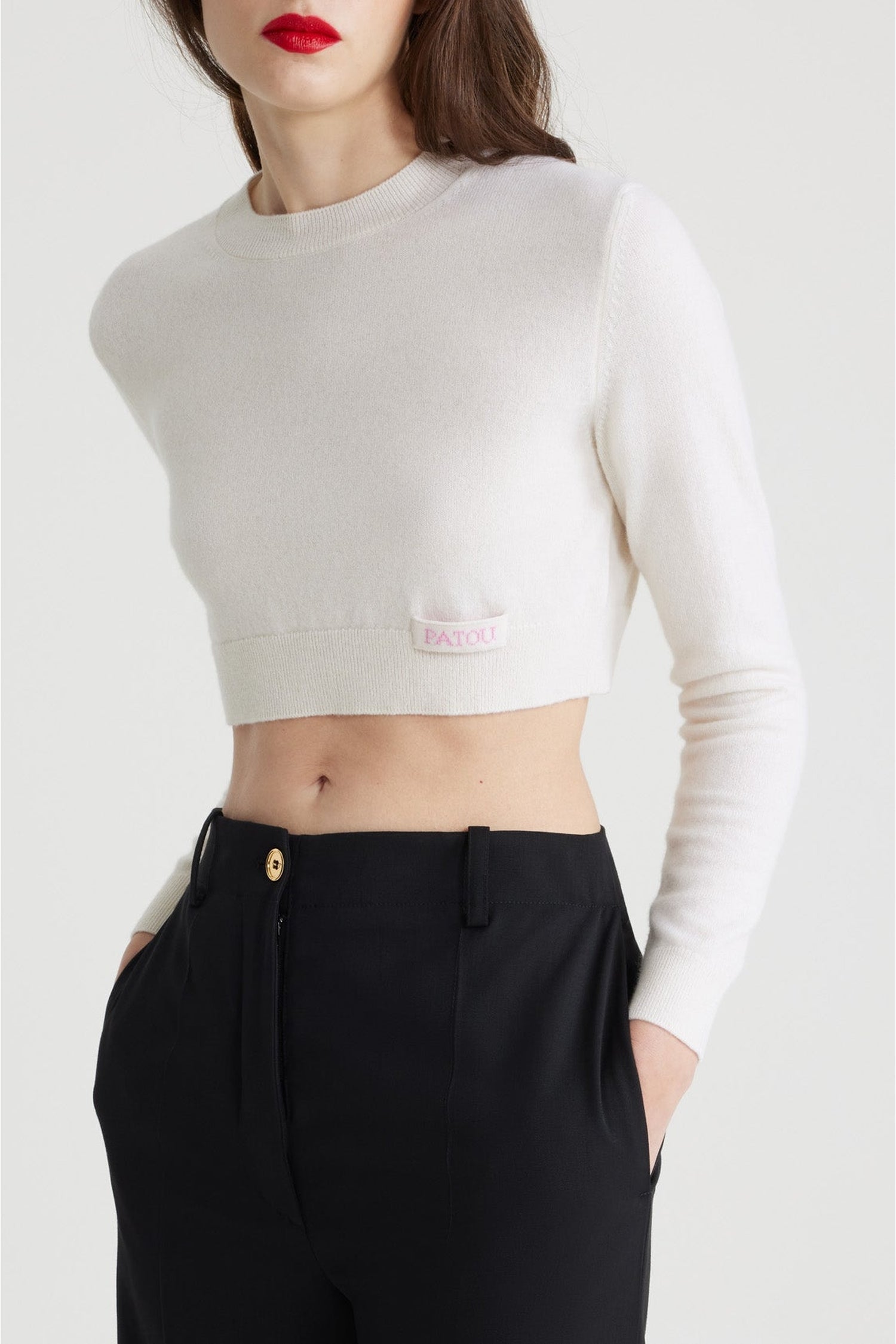 Pull court en laine et cachemire - Blanc