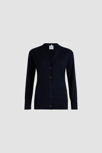 Navy Black / Cardigan à col trompe l'œil en maille de coton