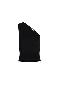 Top asymétrique en crêpe - Noir