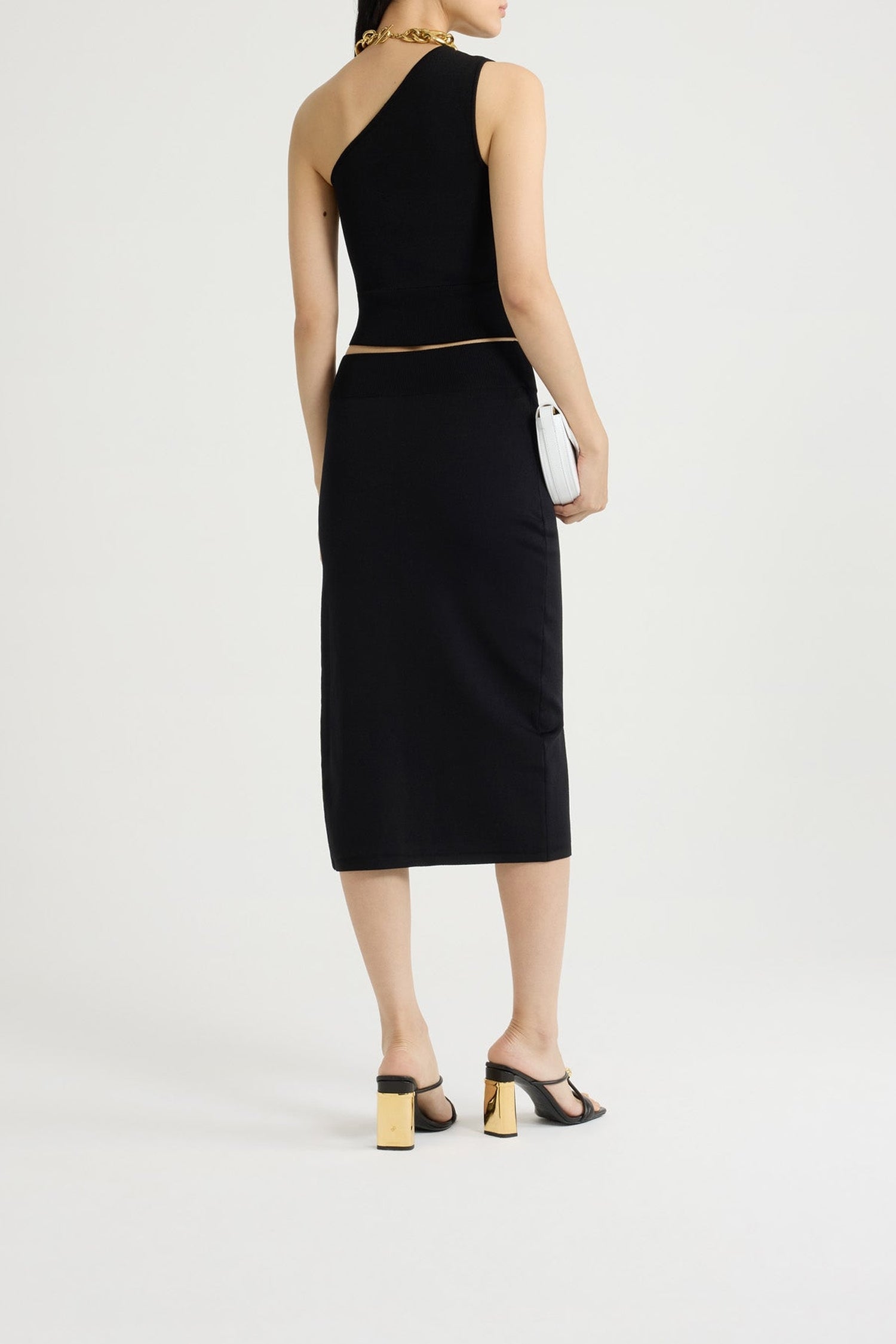 Top asymétrique en crêpe - Noir