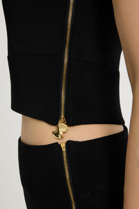Top asymétrique en crêpe - Noir