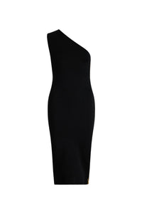 Robe midi asymétrique en crêpe - Noir