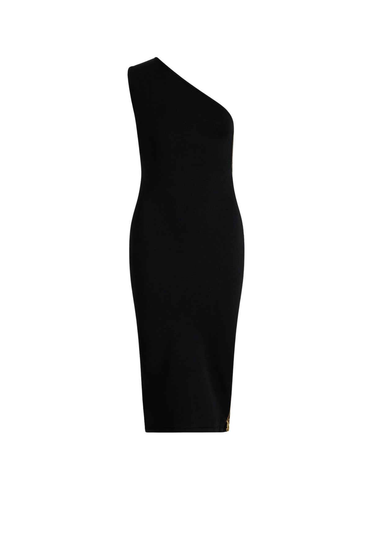 Black / Robe midi asymétrique en crêpe technique