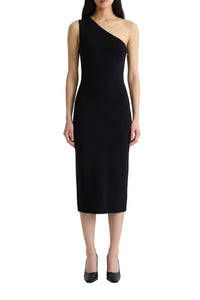 Robe midi asymétrique en crêpe - Noir