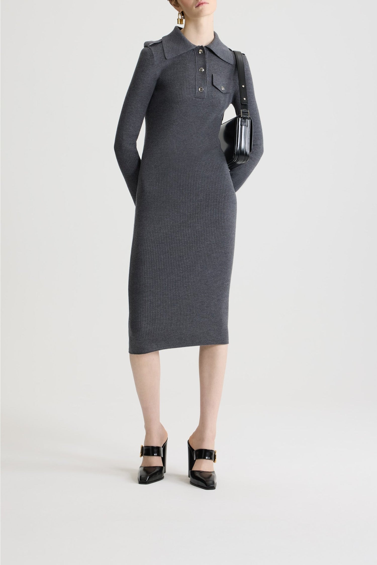Robe midi côtelée en laine - Mercury