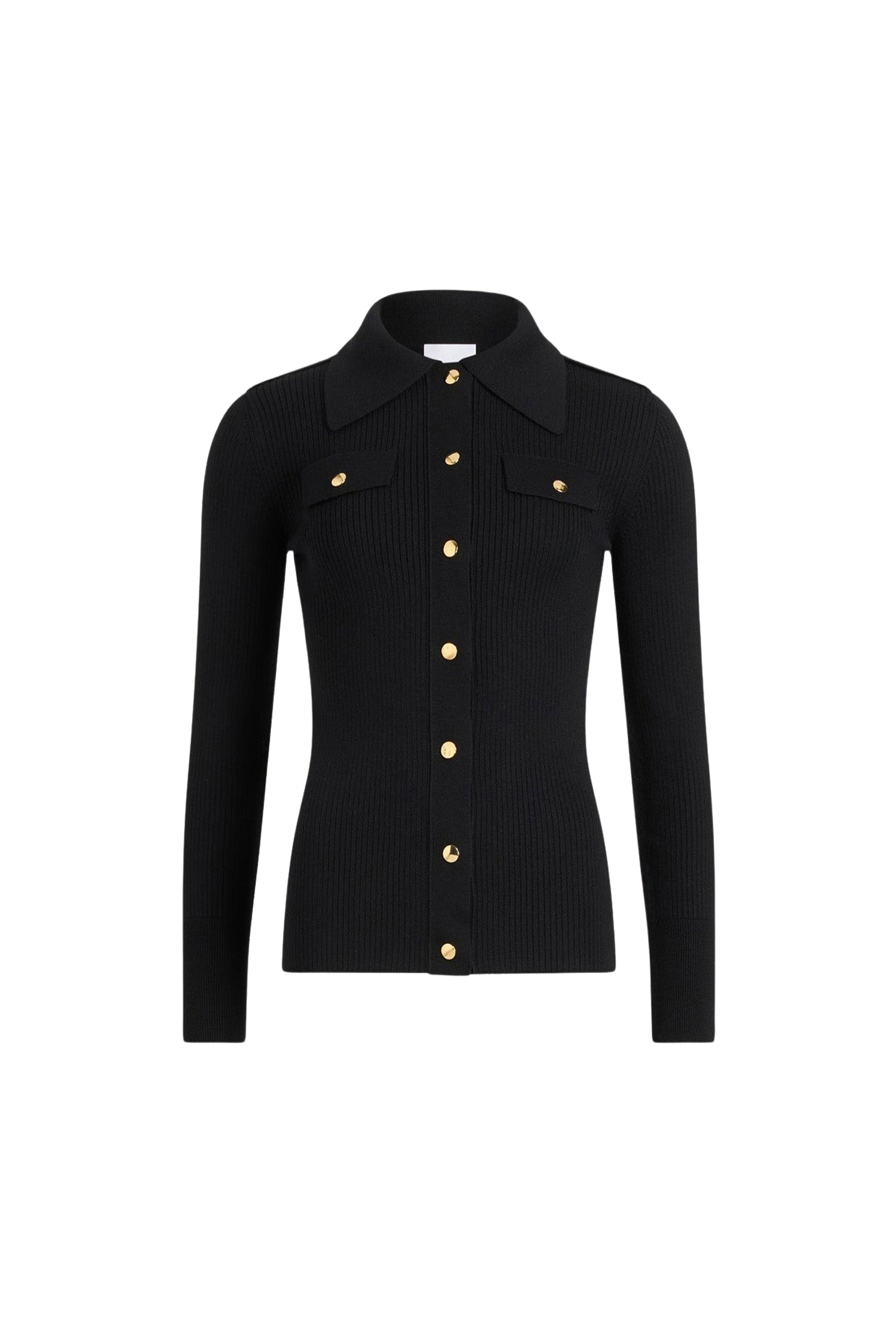 Pull côtelé en laine - Noir