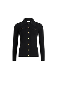 Black / Chemise côtelée en laine
