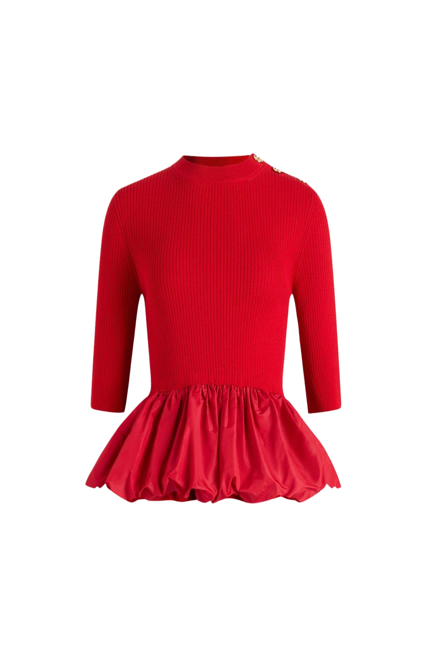 Pull côtelé en laine - Rouge Elixir