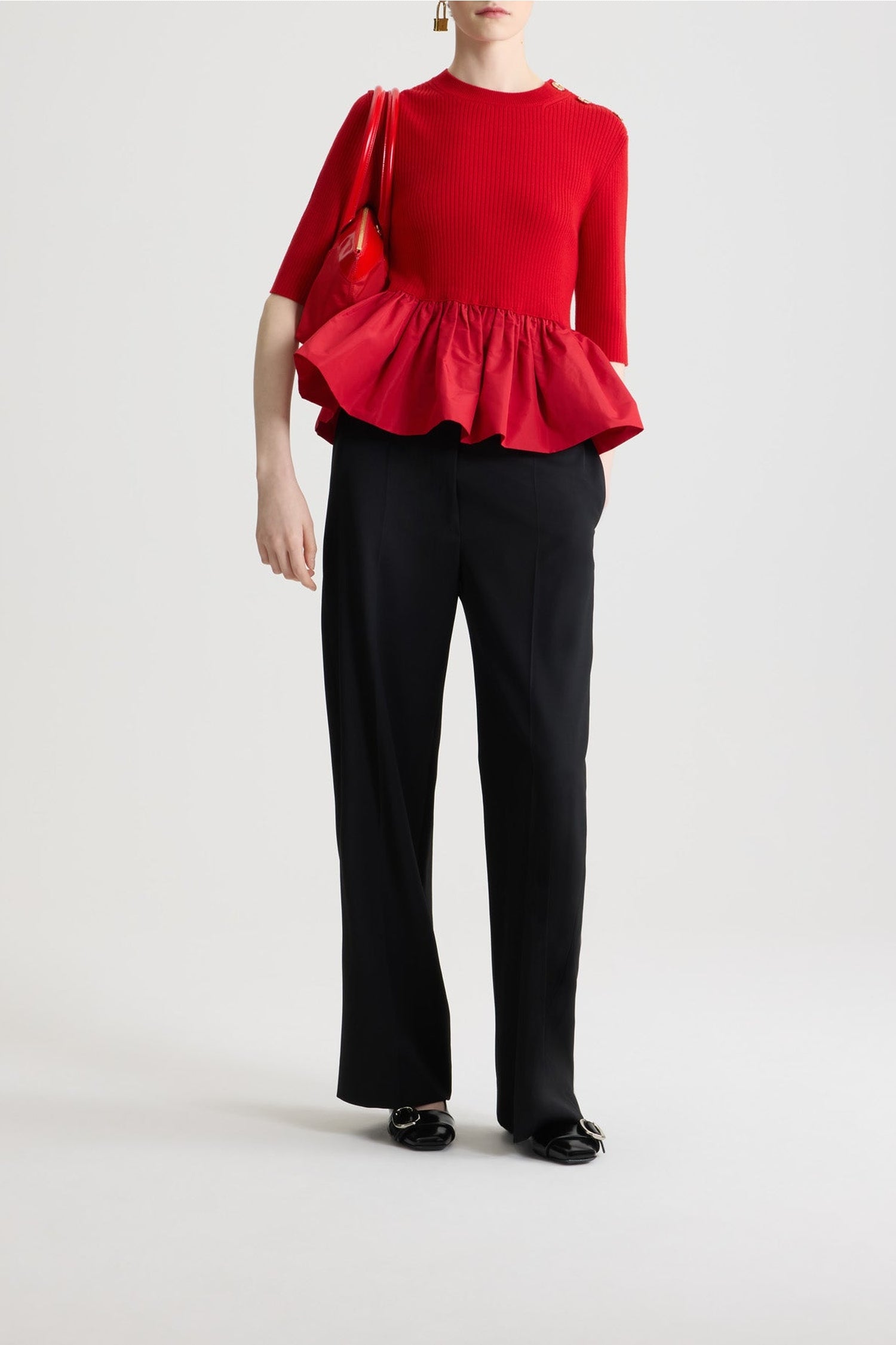 Pull côtelé en laine - Rouge Elixir