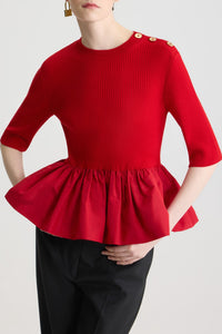 Pull côtelé en laine - Noir