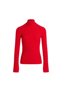Pull côtelé en laine - Rouge Elixir