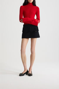 Pull côtelé en laine - Rouge Elixir