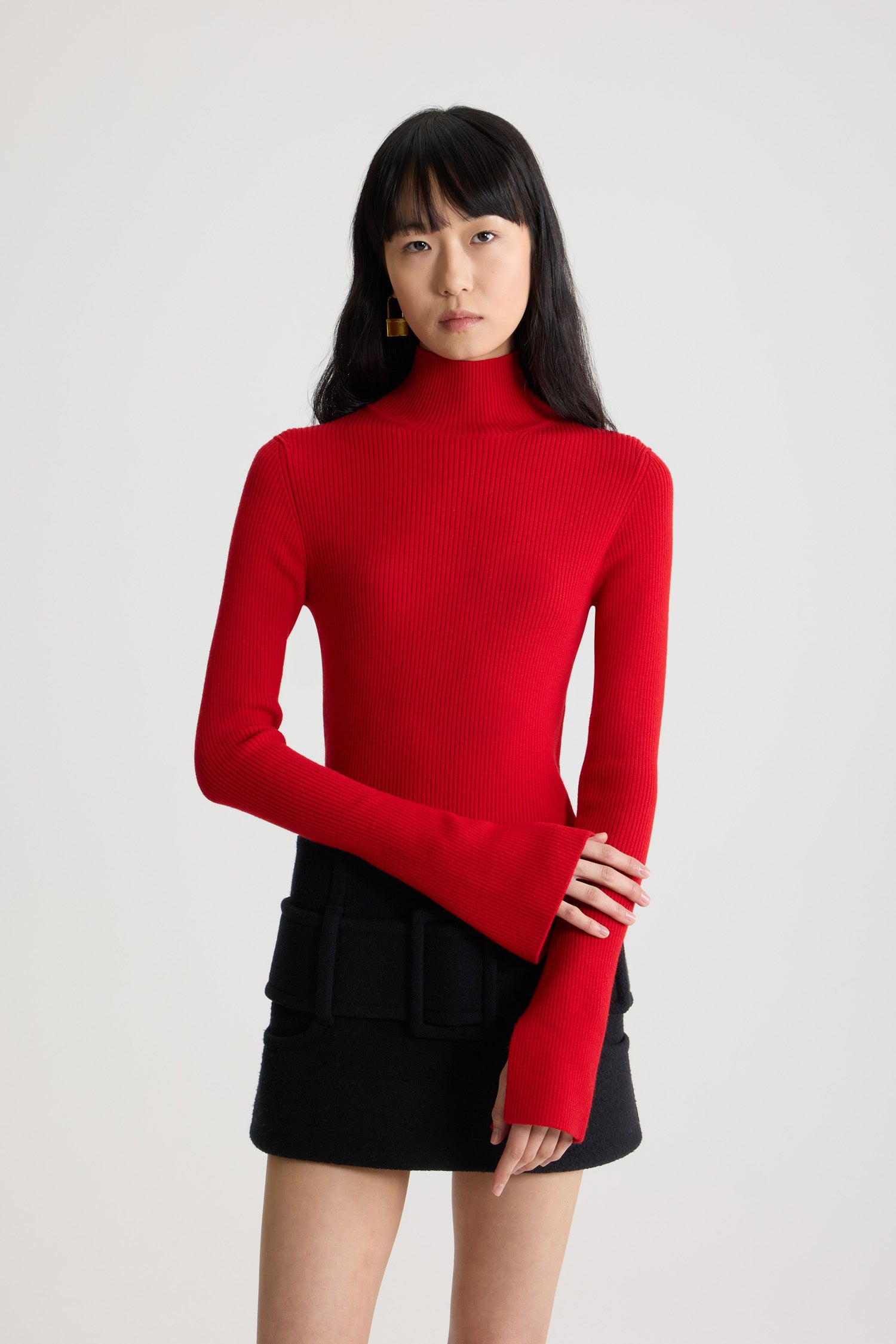 Elixir Red / Pull côtelé en laine mélangée